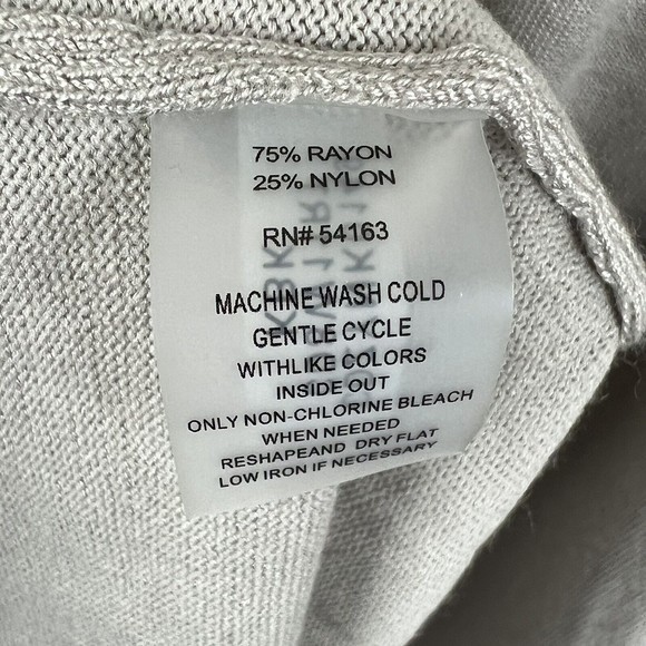 Calvin Klein Womens Tan Black Striped Bell Sleeve V Neck A-line Knit Dress Large - Picture 4 of 4